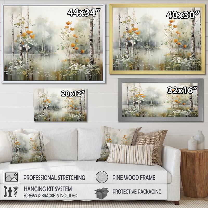 Designart "Minimalism Forest Woods I" Landscapes Framed Wall Art Living Room