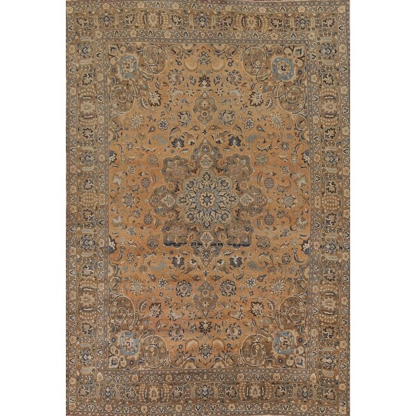 絨毯　mashad carpet Floral Mashad Persian Vintage Area Rug Hand-Knotted Wool