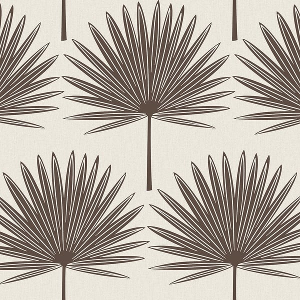 slide 2 of 3, Temapper Stamped Palm Peel and Stick Wallpaper Powder Blue/Off-White 28 sq. ft. - Dark Cocoa/ Ecru