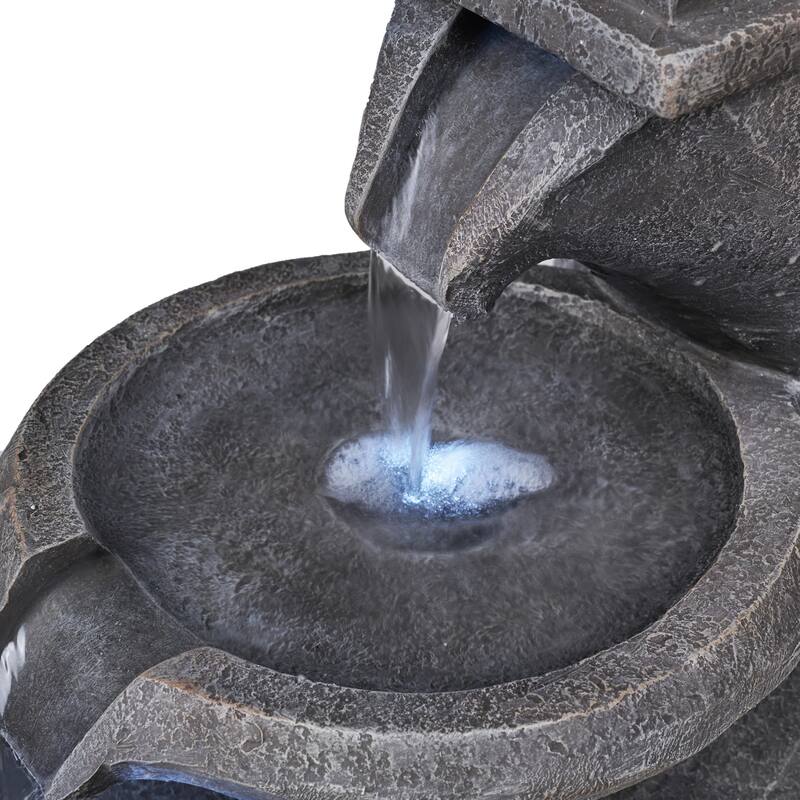 LED Lighted Cascading Pagoda Lamp Outdoor Garden Water Fountain - 26"
