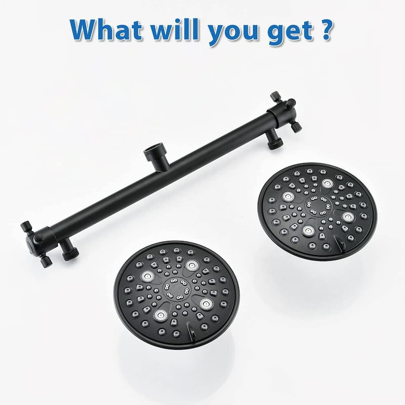 Double Shower Head with Built-in Valve, 6 Setting Dual Shower Head Design for Couple