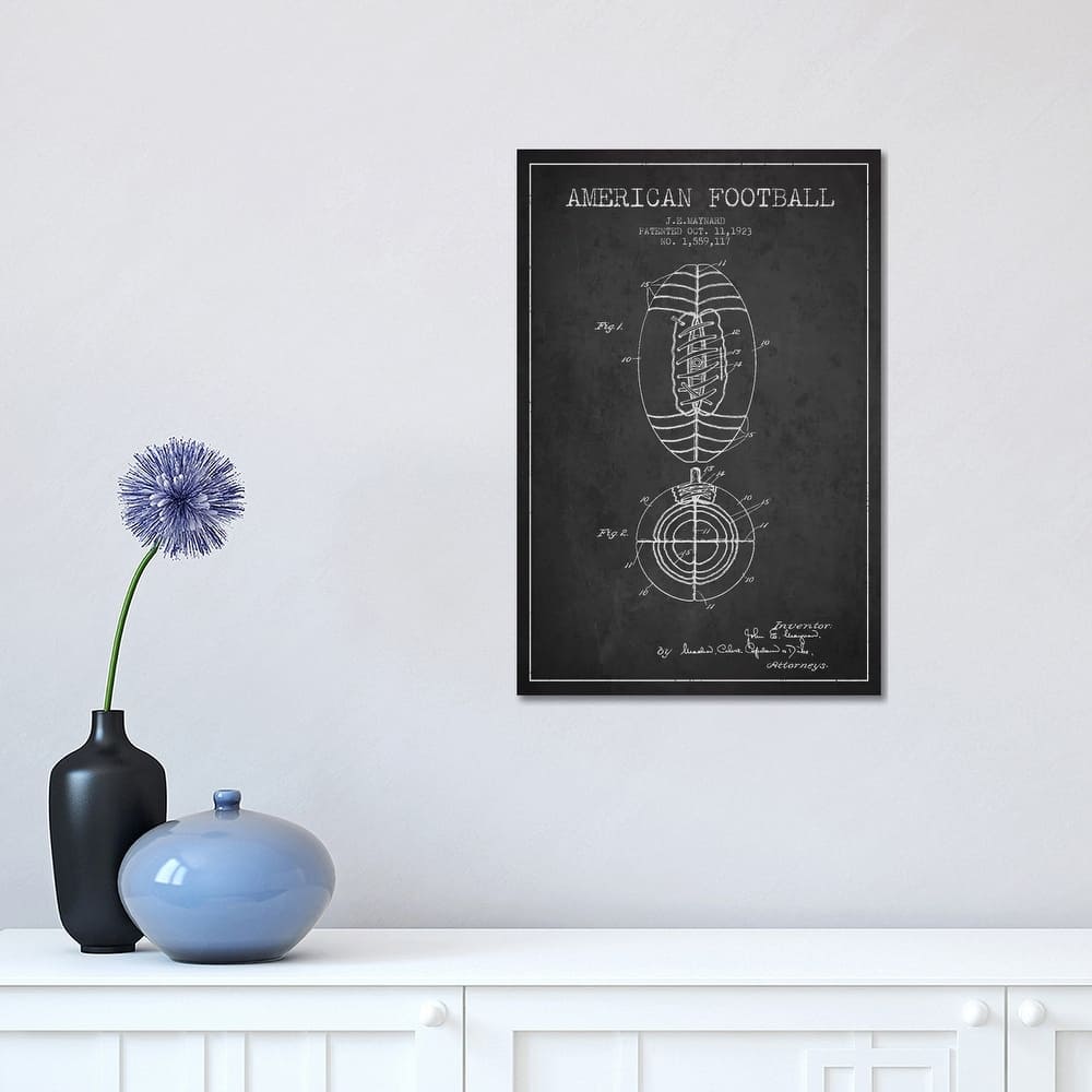 iCanvas "Football Charcoal Patent Blueprint" by Aged Pixel Canvas Print