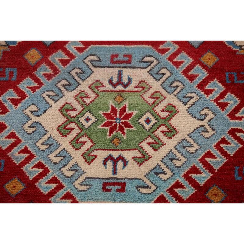 Kazak Oriental Accent Rug Handmade Traditional Foyer Wool Carpet - 3'2" x 5'1"