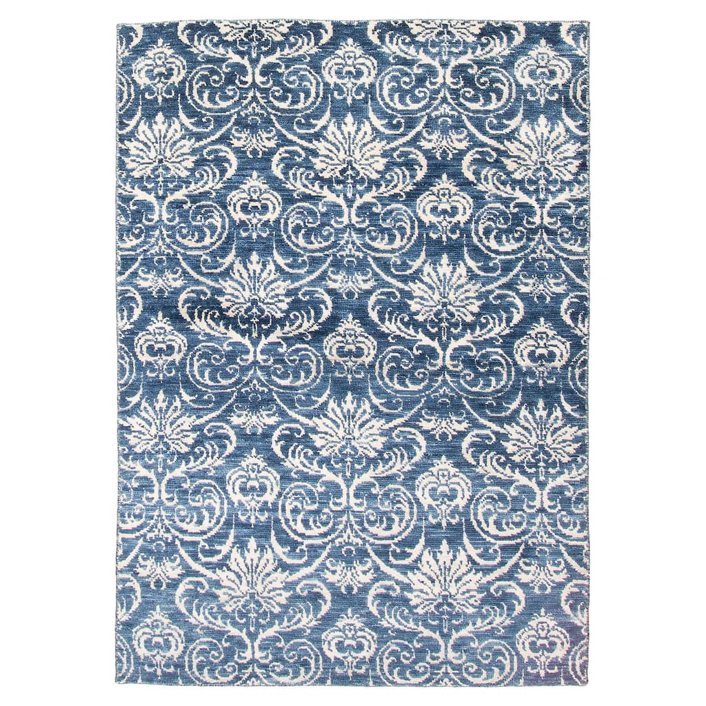 ECARPETGALLERY Hand-knotted Mystique Dark Blue Wool Rug - 4'7 x 6'5