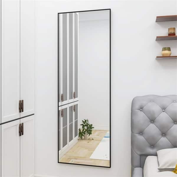 Black WallMounted Alloy Frame Full Length Mirror Bed Bath & Beyond 36910361