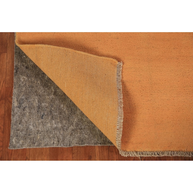 Modern Gabbeh Oriental Area Rug Handmade Orange Solid Wool Carpet - 4'11" x 6'7"