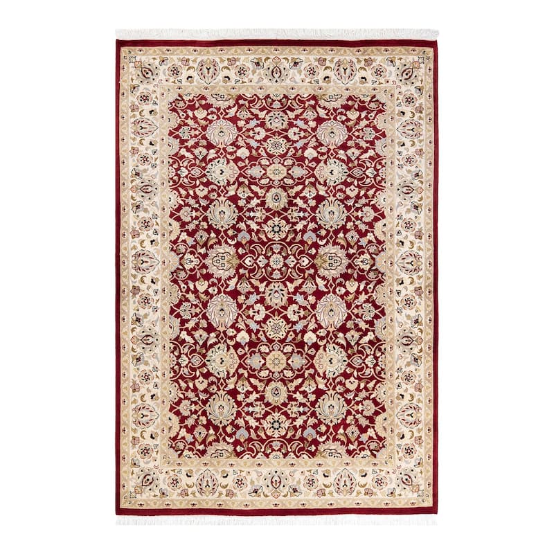 Overton Handknotted Wool Traditional Oriental Red Area Rug - 4' x 6' - Red - 4' x 6'