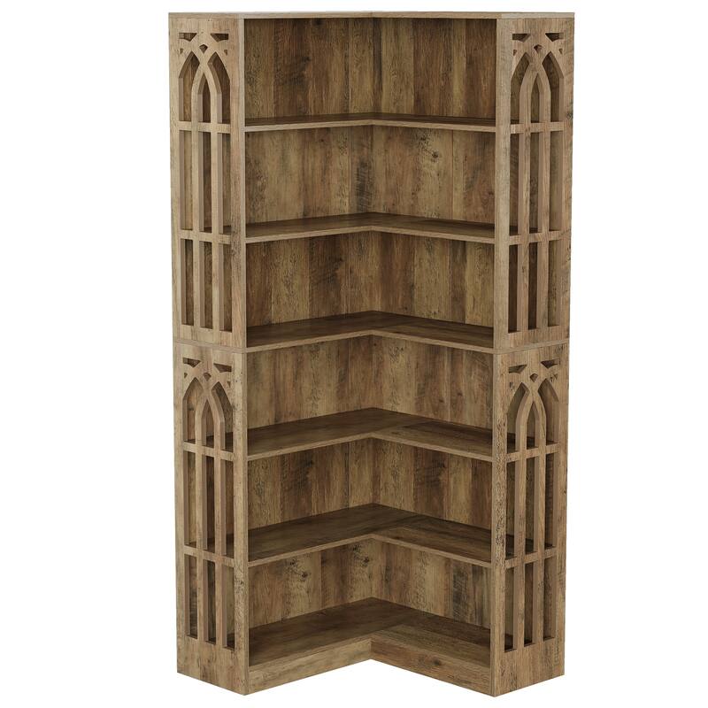 6-Tier Corner Shelf, 75.2" Tall Corner Bookshelf and Bookcase