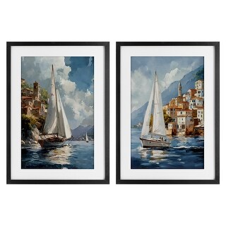 Stupell Coastal Port Town Boats Under Glass Framed Design By Raymond ...