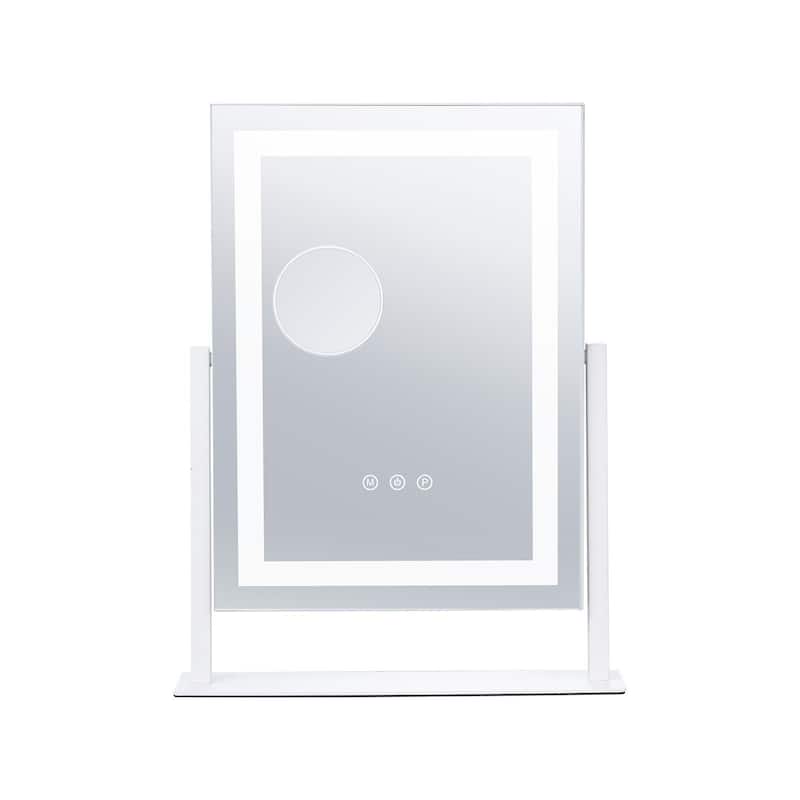 5 x Magnification Color Lighted Makeup Mirror with Charging Outlet and 2 Suction Cups - 30 x 41 cm