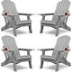 preview thumbnail 18 of 52, WINSOON All Weather HIPS Folding Adirondack Chair with Ottoman, 5-Gear Adjustable Backrest and Retractable Ottoman Set of 4 Grey