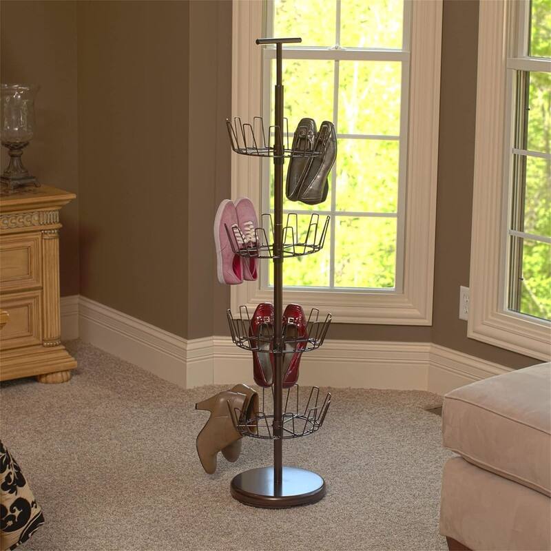 4 Tier Revolving Shoe Tree - 12"D x 12"W x 52"H