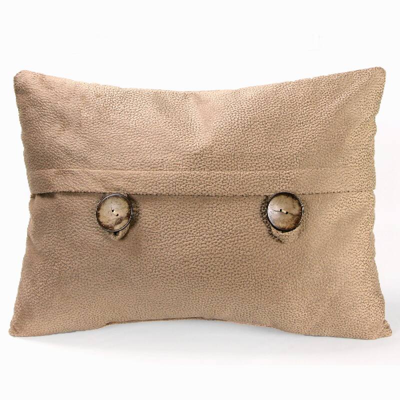 20" x 14" Solid Reversible Indoor Lumbar Throw Pillow with Buttons - Tan