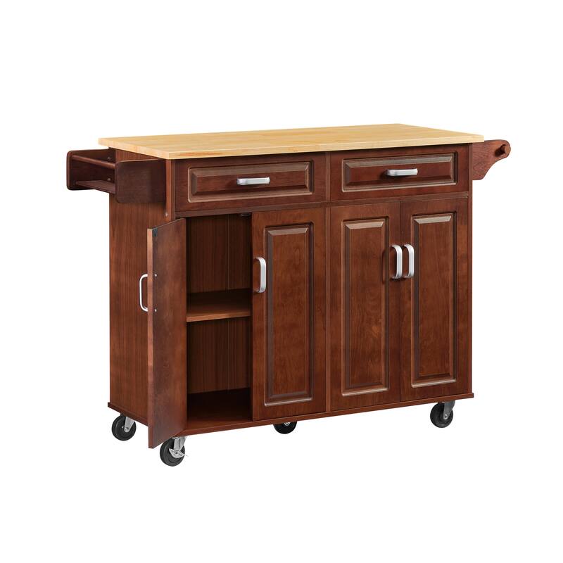 Chichoice 53.8" W Mobile Kitchen Island Cart with Drawers, Rolling Kitchen Island with Storage for Dining Room
