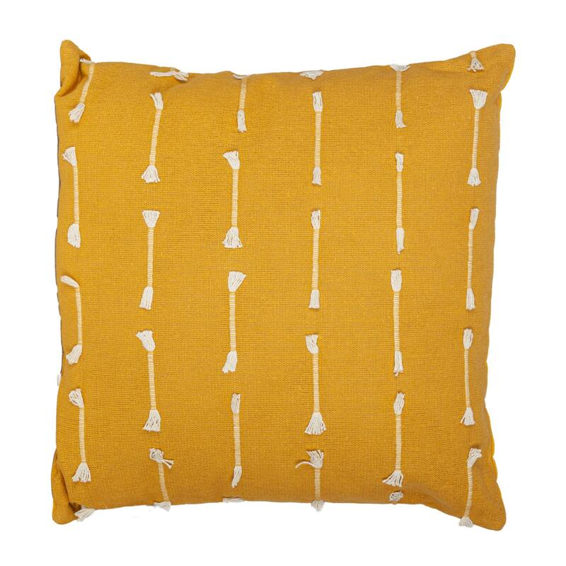 Striped Cotton Square Throw Pillow - 18" - Yellow and White
