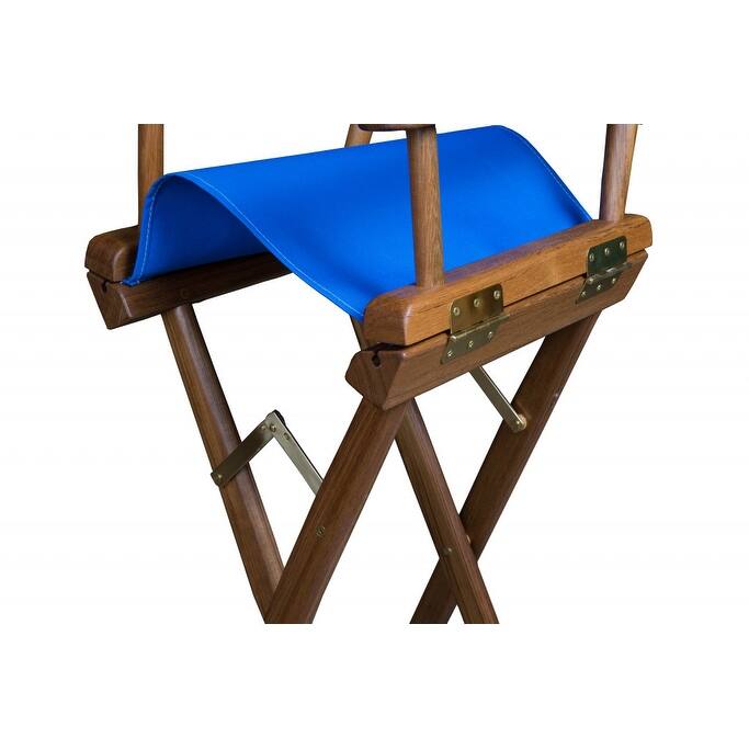 23" Blue and Brown Solid Wood Indoor Outdoor Director Chair