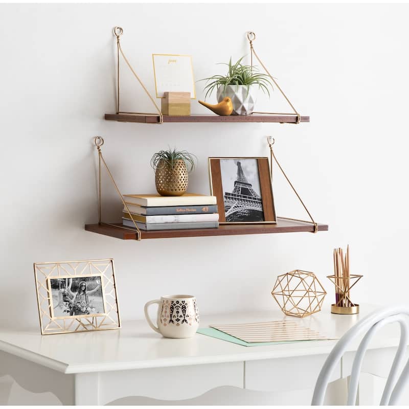 Kate and Laurel Vista Wood and Metal Wall Shelves - 2 Piece