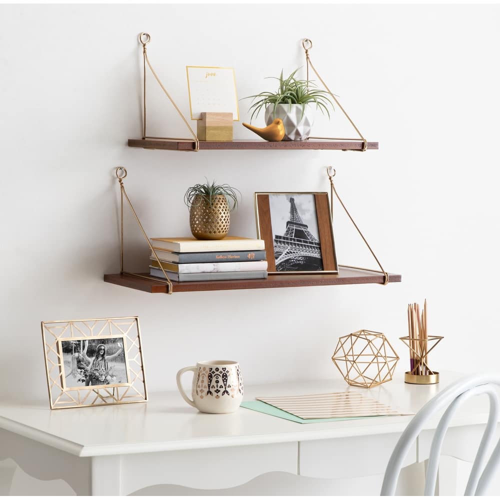 Kate and Laurel Vista Wood and Metal Wall Shelves - 2 Piece