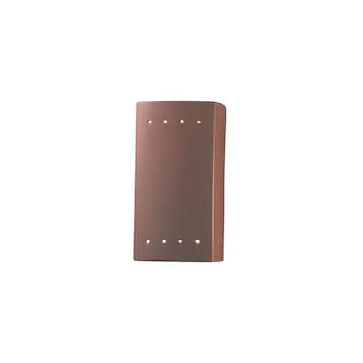 Justice Design Ambiance Terra Cotta Outdoor Small Rectangle with Perfs Wall Sconce