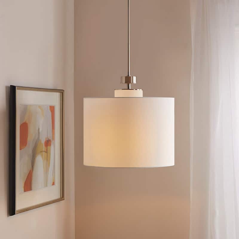 Pacific Metal Pendant with Drum Shade for livingroom,bedroom,and dining room - White