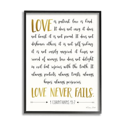 Stupell Love Is Patient Psalm Faith Based Word Design Framed Giclee Texturized Art by Susan Ball