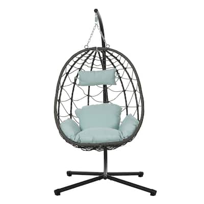 Egg Chair with Stand Indoor Outdoor Swing Chair Patio Wicker Hanging Egg Chair Hanging Basket Chair