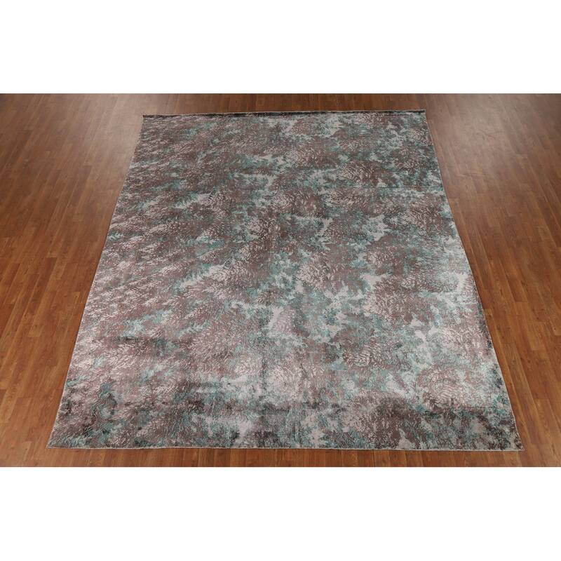Contemporary Abstract Indian Area Rug Handmade Bedroom Wool Carpet - 8'3"x 9'10"