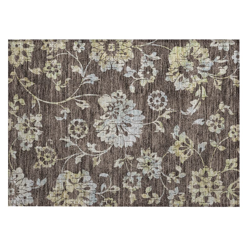 Machine Washable Indoor/ Outdoor Chantille Modern Floral Rug