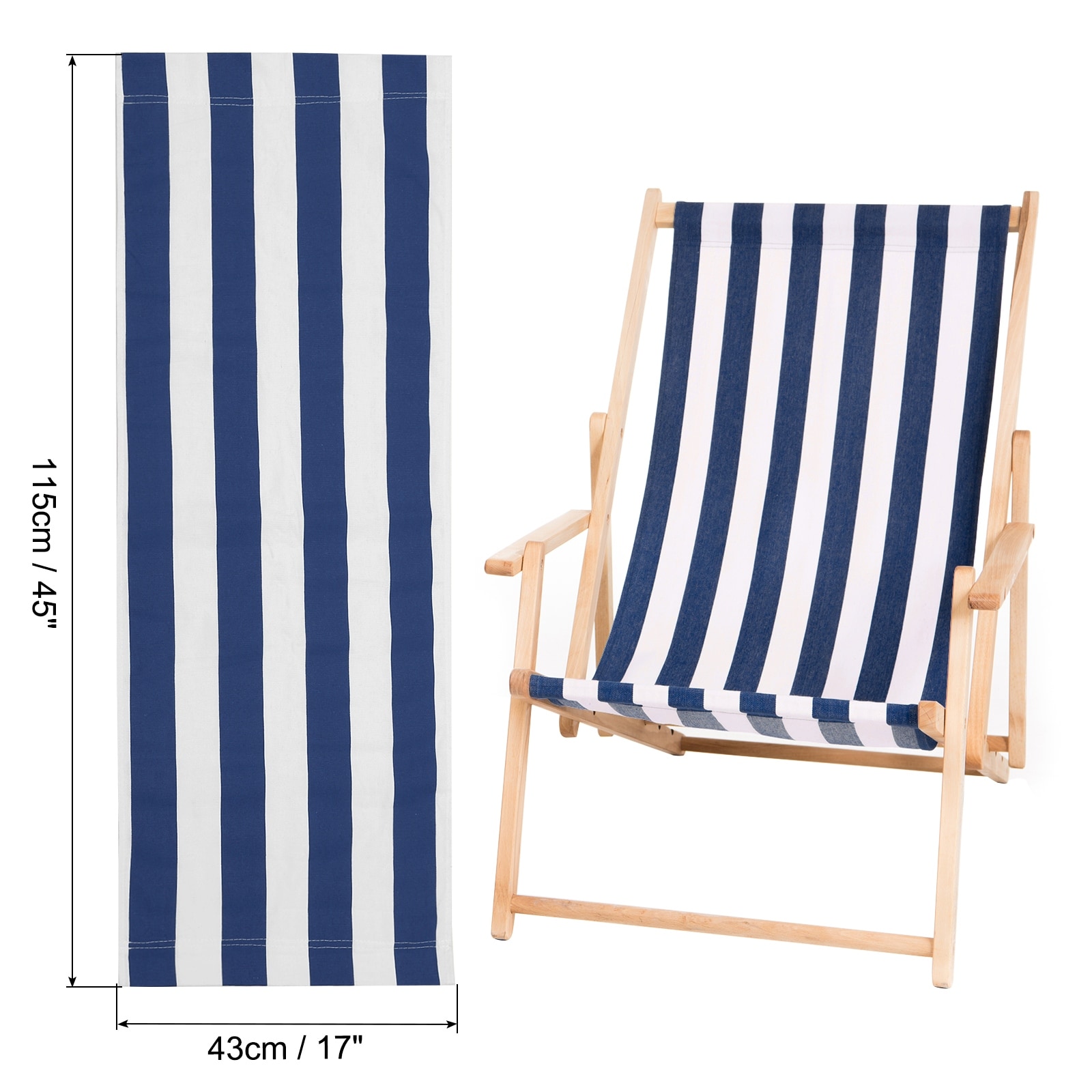 Beach Chair Replacement Fabric Sling Replacement Canvas - 115*43（L*W)