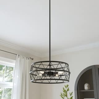 Acroma 5 - Light Black Dimmable Unique Drum Chandelier