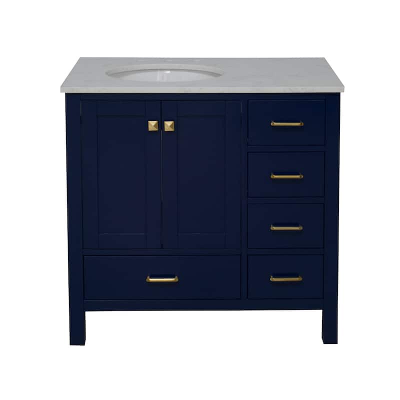 KitchenBathCollection Horizon 36" Bathroom Vanity with Engineered Carrara Top
