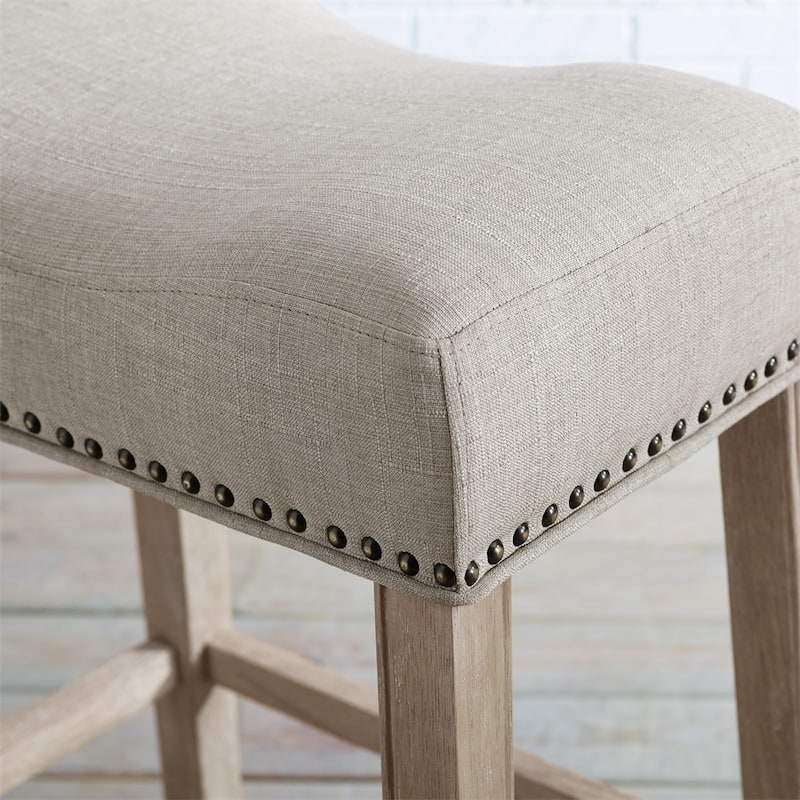 Upholstered Backless Saddle Seat Bar Stools 29" Height,Set of 2