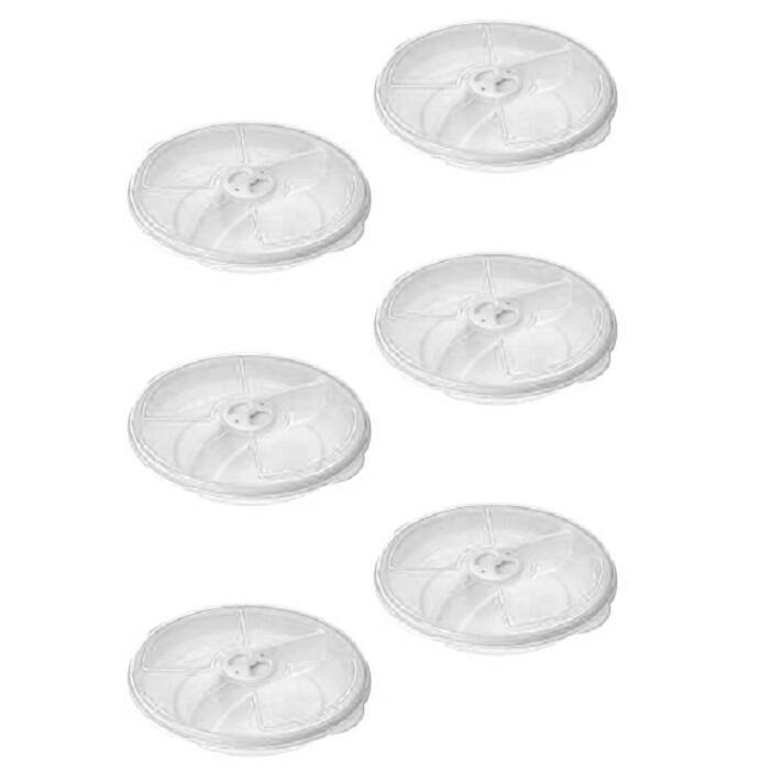 YBM Home Two Compartment Microwave Tray with Cover - Pack of 6 - White