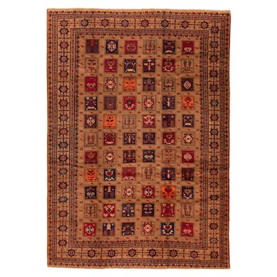 ECARPETGALLERY Hand-knotted Teimani Brown Wool Rug - 6'9 x 9'7