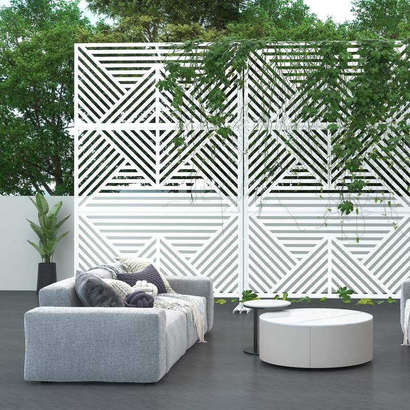Metal Privacy Screen Wall Decoration Free Standing-6.3 ft. H X 4 ft. W