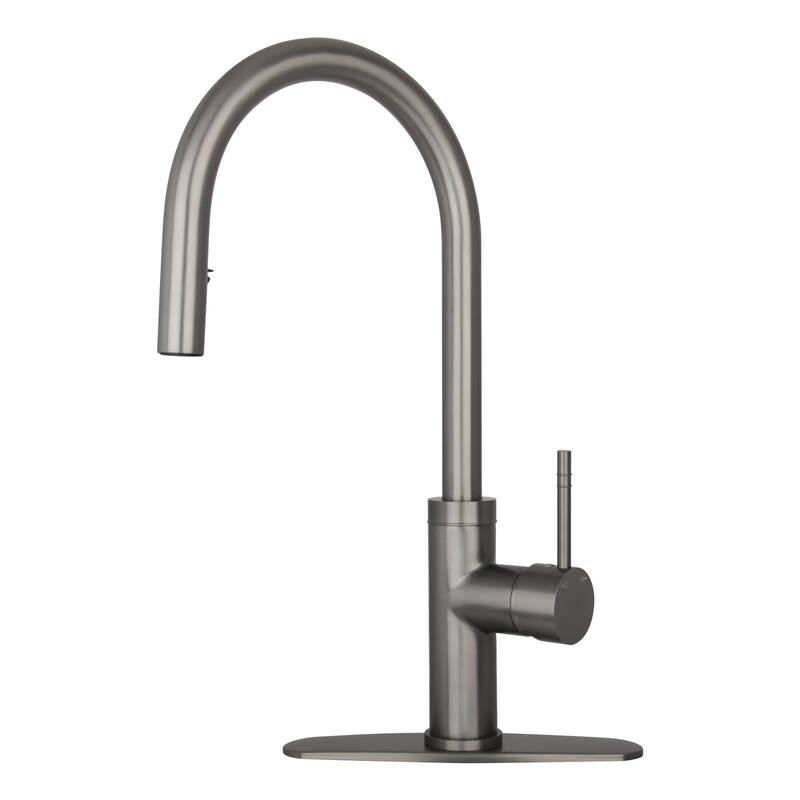 One-Handle Pull-Down Kitchen Faucet with Deck Plate - Gun Black