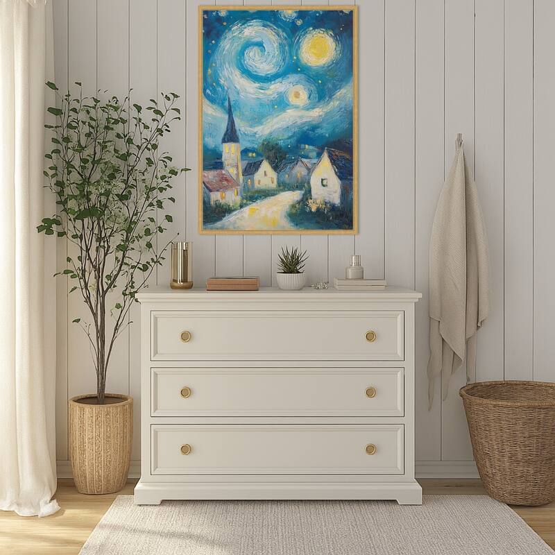 Swirling Night Sky by Tradelink inhouse artist Framed Canvas Wall Art Print