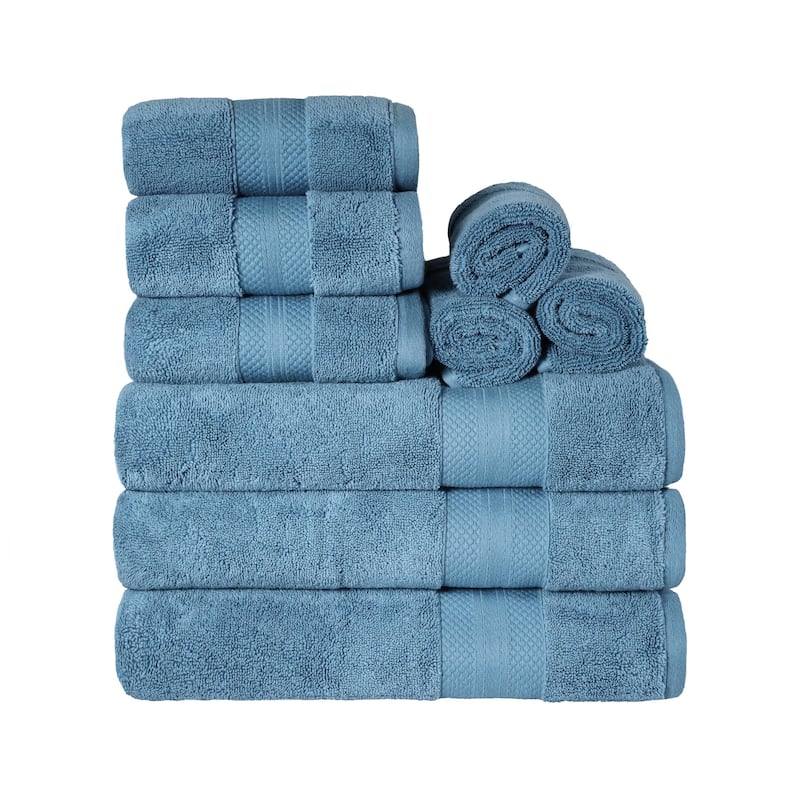 Superior Turkish Cotton 9 Piece Solid Plush Heavyweight Towel Set