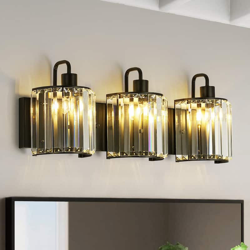 3-Light Modern Luxury Metal & Crystal Vanity Wall Light for Bathroom
