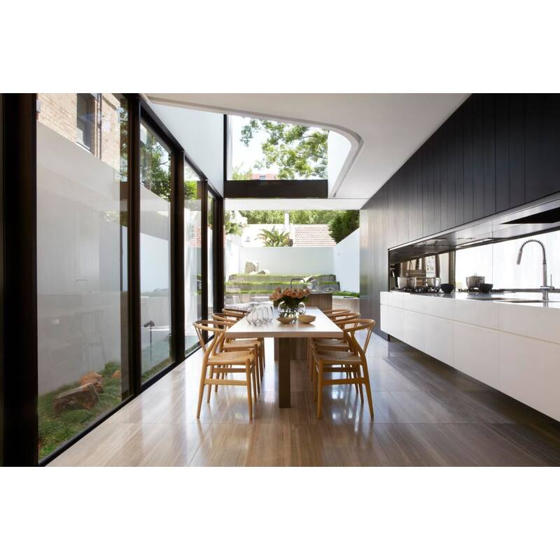 Red Modern Wood Elbow Chair Open Y Back Contemporary For Kitchen Dining Room With Woven Seat