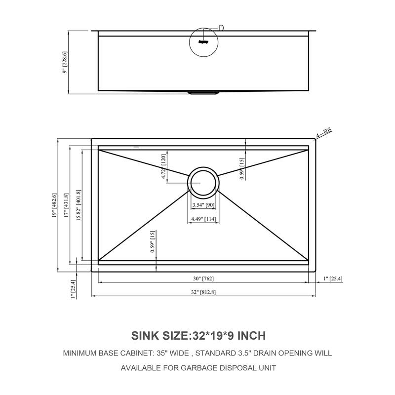 32" Undermount Kitchen Sink - Single Bowl 16 Gauge Stainless Steel Ledge Workstation Kitchen Sinks