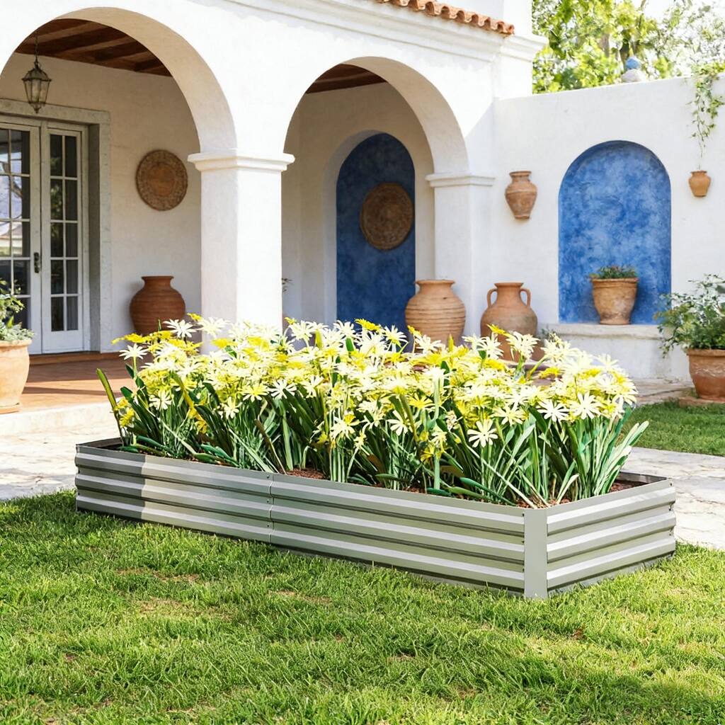 Raised Garden Planter with Open Bottom Drainage for Vegetable, Flower