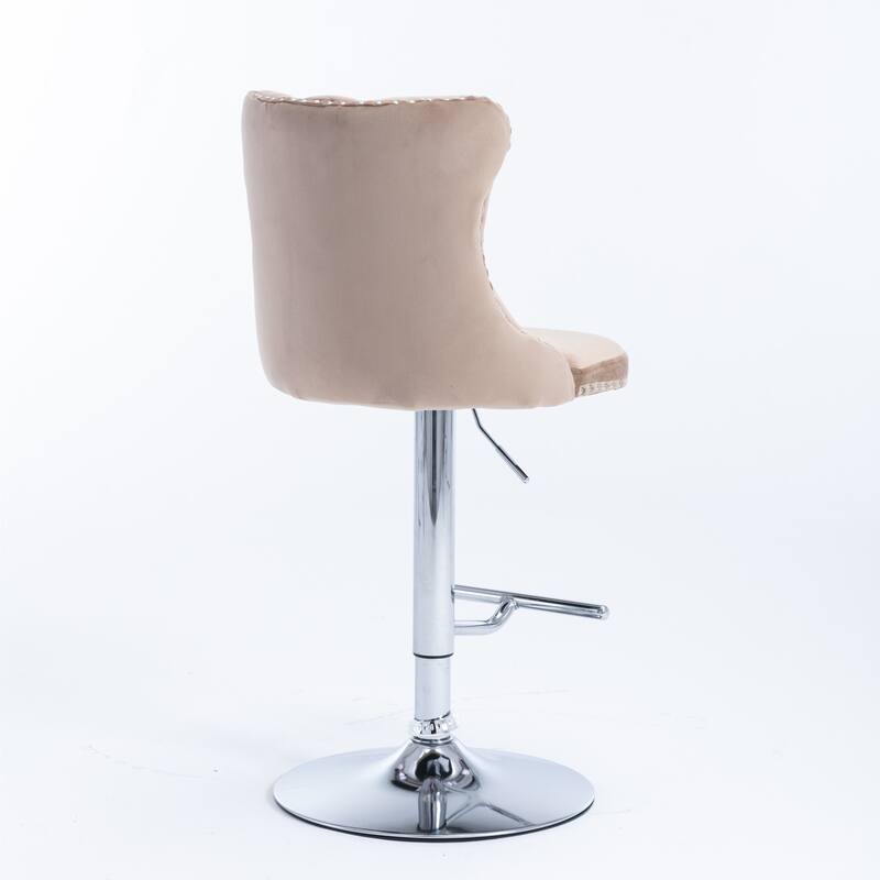 Modern Upholstered Swivel Barstools with Adjusatble Seat Height,Set of 2