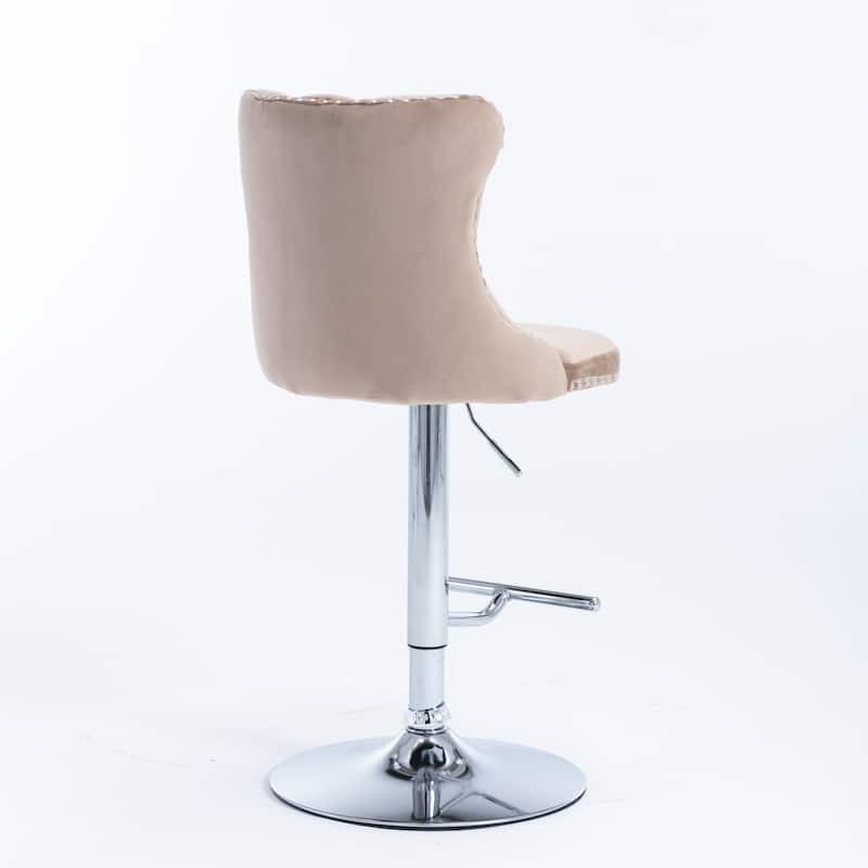 Swivel Velvet Barstools Adjusatble Seat Height from 25-33 Inch, Modern Upholstered Chrome base Bar Stools ,Set of 2