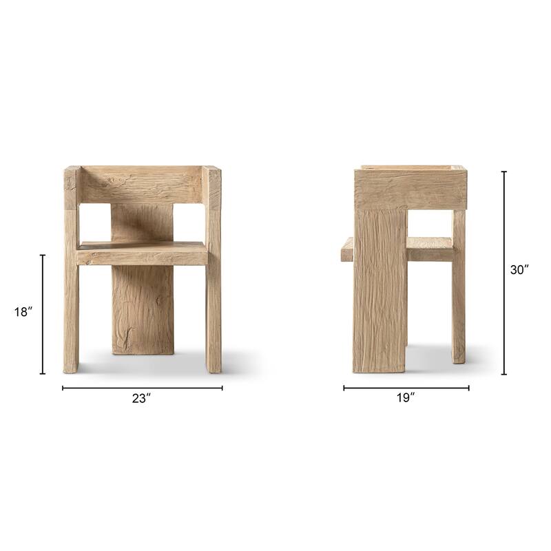 Jennifer Taylor Home Avenel Solid Reclaimed Elm Sculptural Block Accent Chair