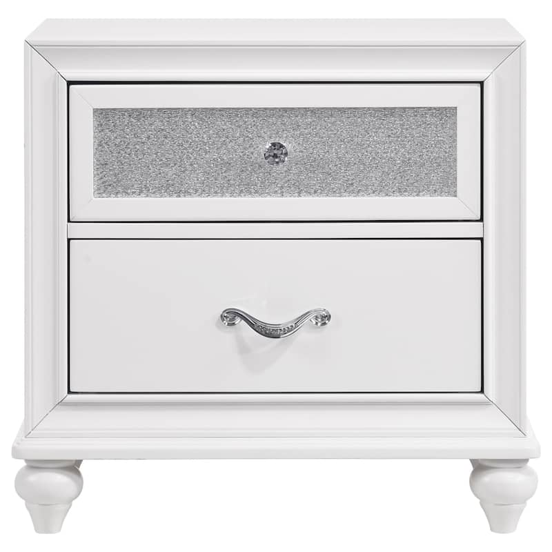 Barzini Upholstered Bedroom Set White with Wingback Headboard