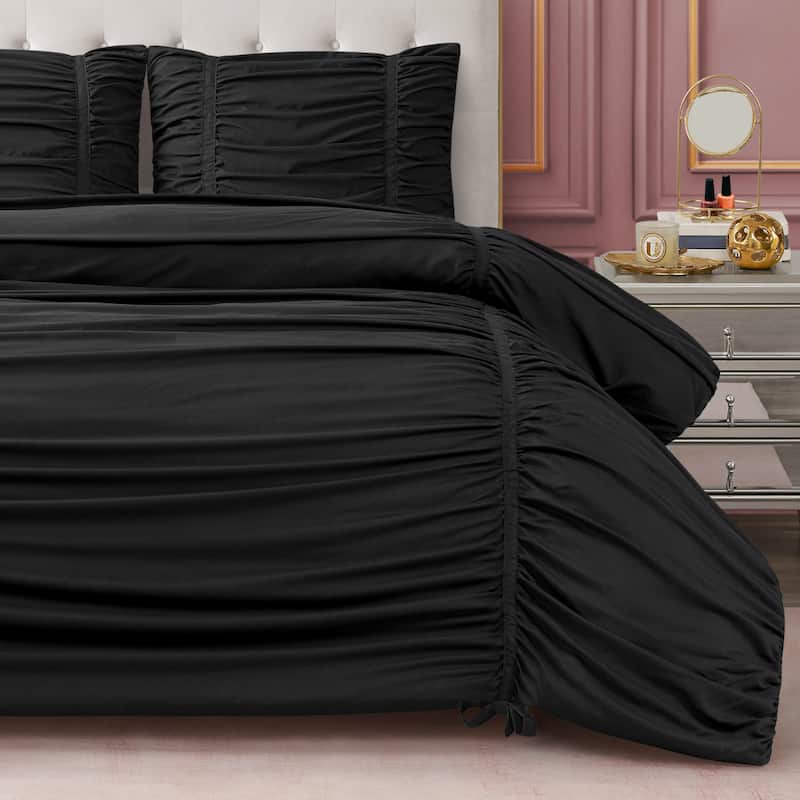 Juicy Couture Ribbon Ruched Comforter Sets - Twin - Twin XL - Black