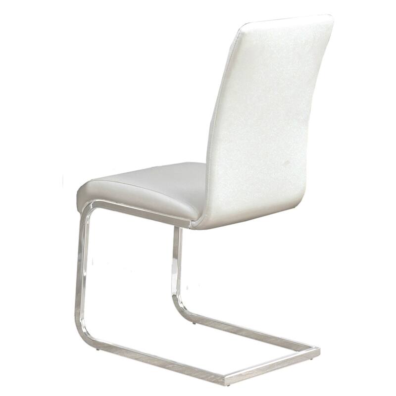 Contemporary Faux Leather and Metal Dining Chair, Set of 4 - Black and Chrome