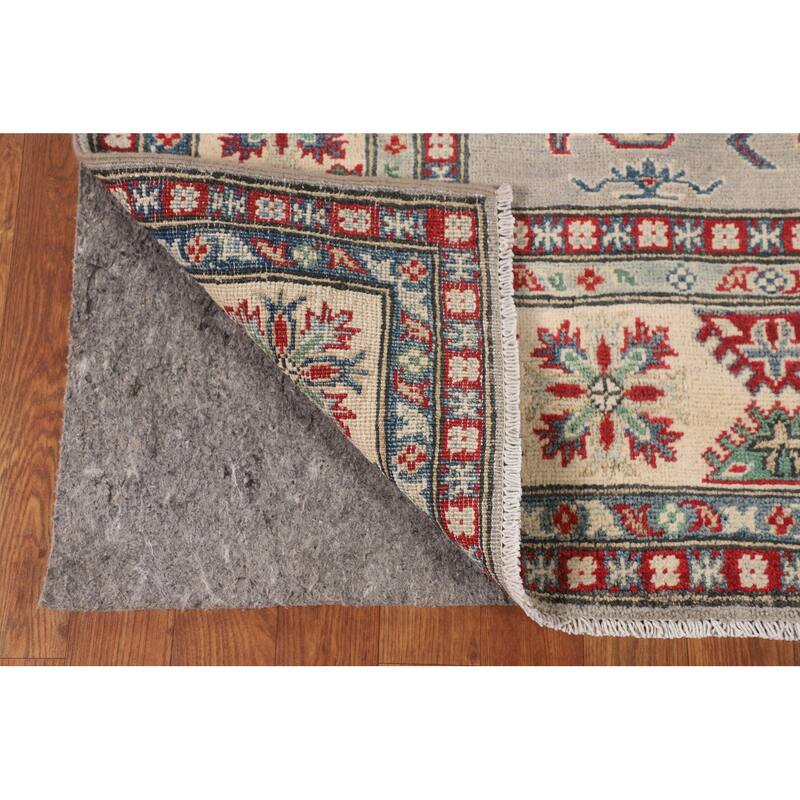 Grey Traditional Kazak Oriental Area Rug Hand-Knotted Wool Carpet - 5'0" x 6'8"