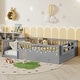 preview thumbnail 1 of 70, Safety Toddler Floor Bed Concise Fence Bed with Guardrails Grey - Full